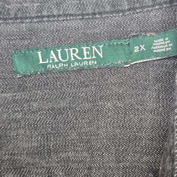 Lauren Ralph Lauren Embroidered Chambray Black Button Up Shirt Women's Size 2X - Picture 7 of 7